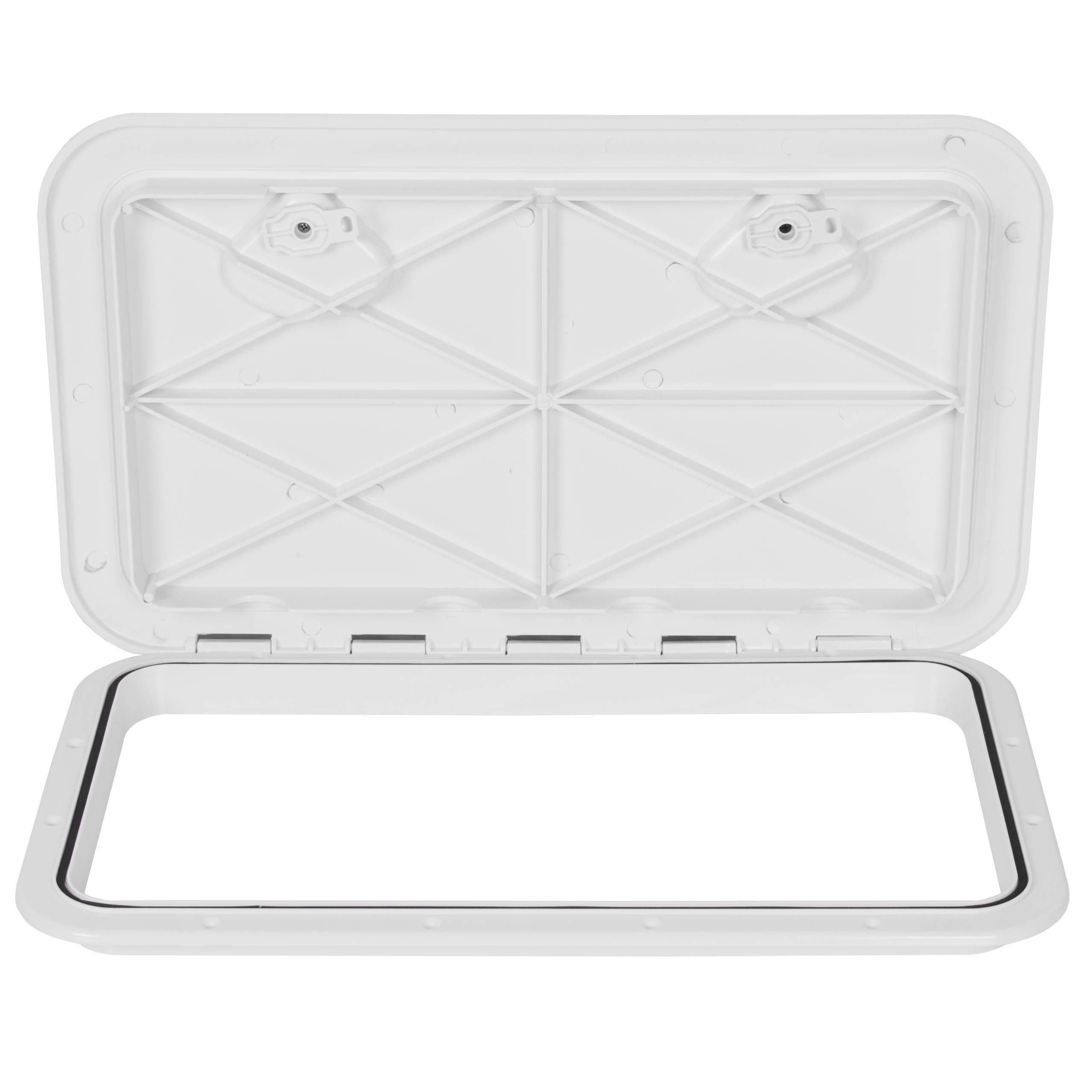 ECOTRIC 24" x 14" Deck Marine Access Hatch & Lid Durable Boat Hatch 180 Hinge Strong Recessed Handle Marine Caravan RV White (606mm x 353mm)