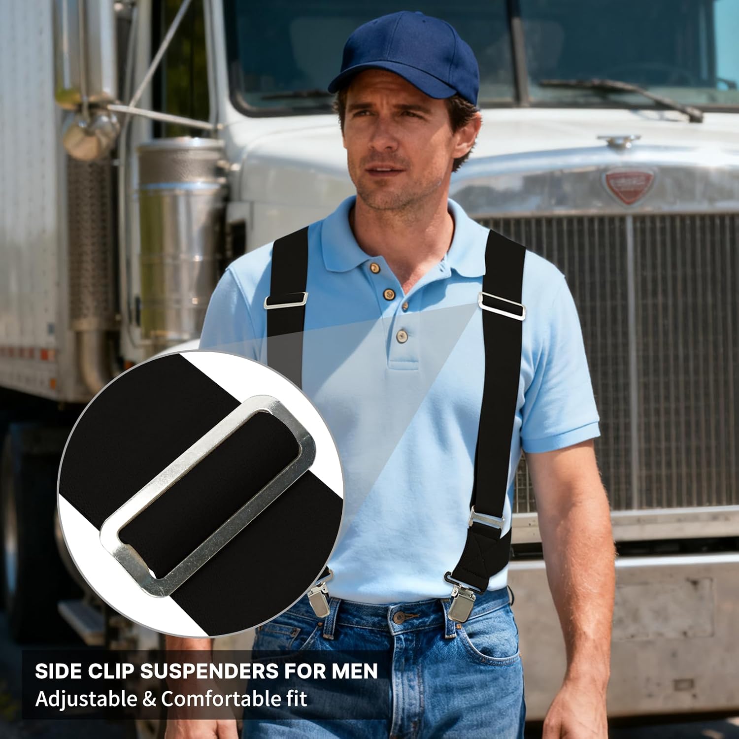 MELOTOUGH Men Side Clip Suspenders| Work Suspenders 2" Wide Trucker Style Suspenders