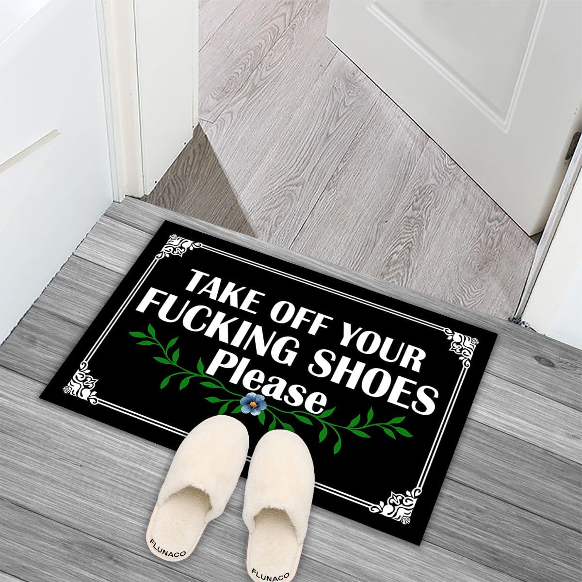 Take Off Your Shoes Please Mat Entry Rug, Kitchen Mat, Bedroom Mat, Outdoor Funny Welcome Mats for Front Door Mat 23.6" x 15.7"