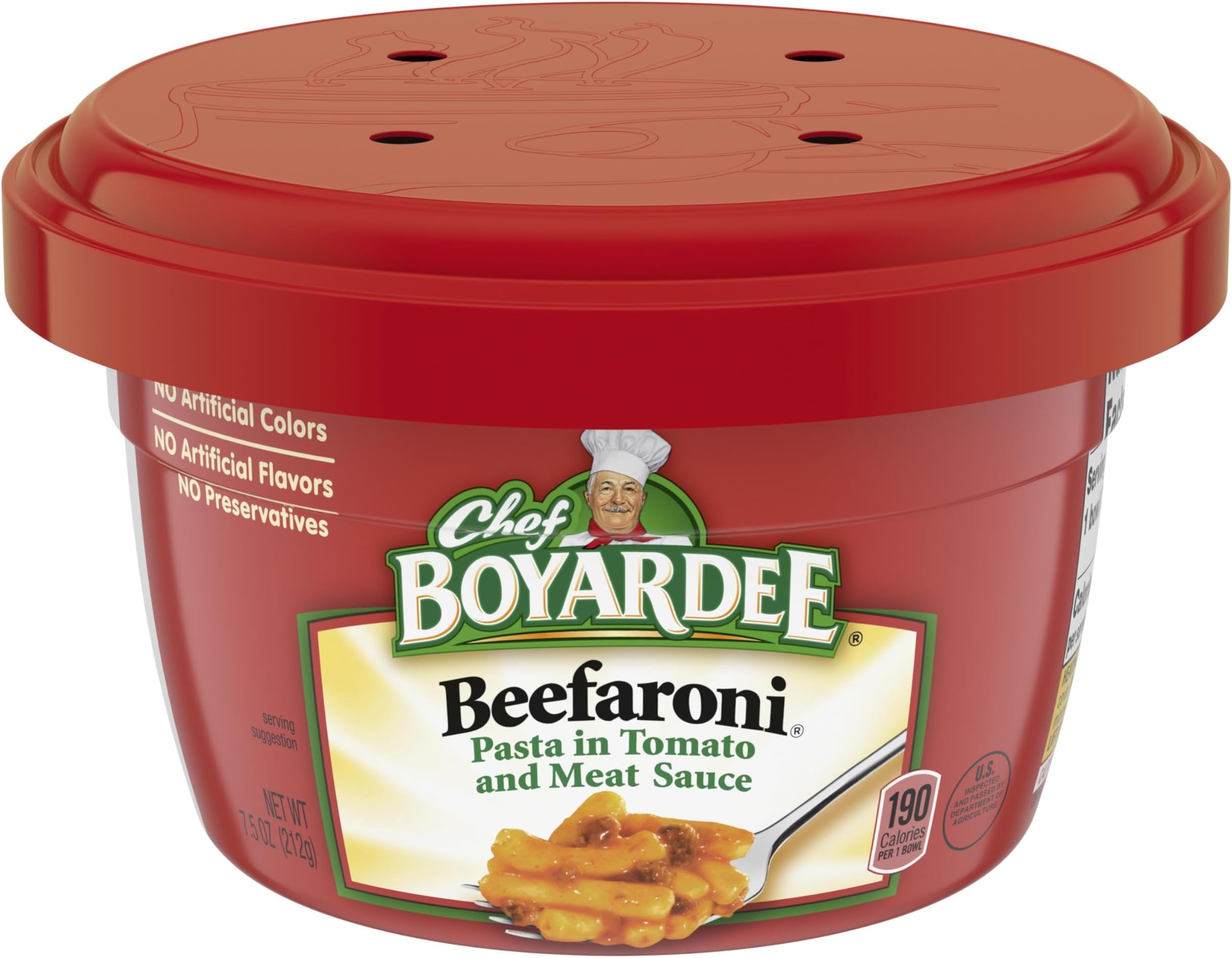 Beefaroni Pasta, Microwave Food, 7.5 OZ Microwaveable Bowl (12 Bowls)