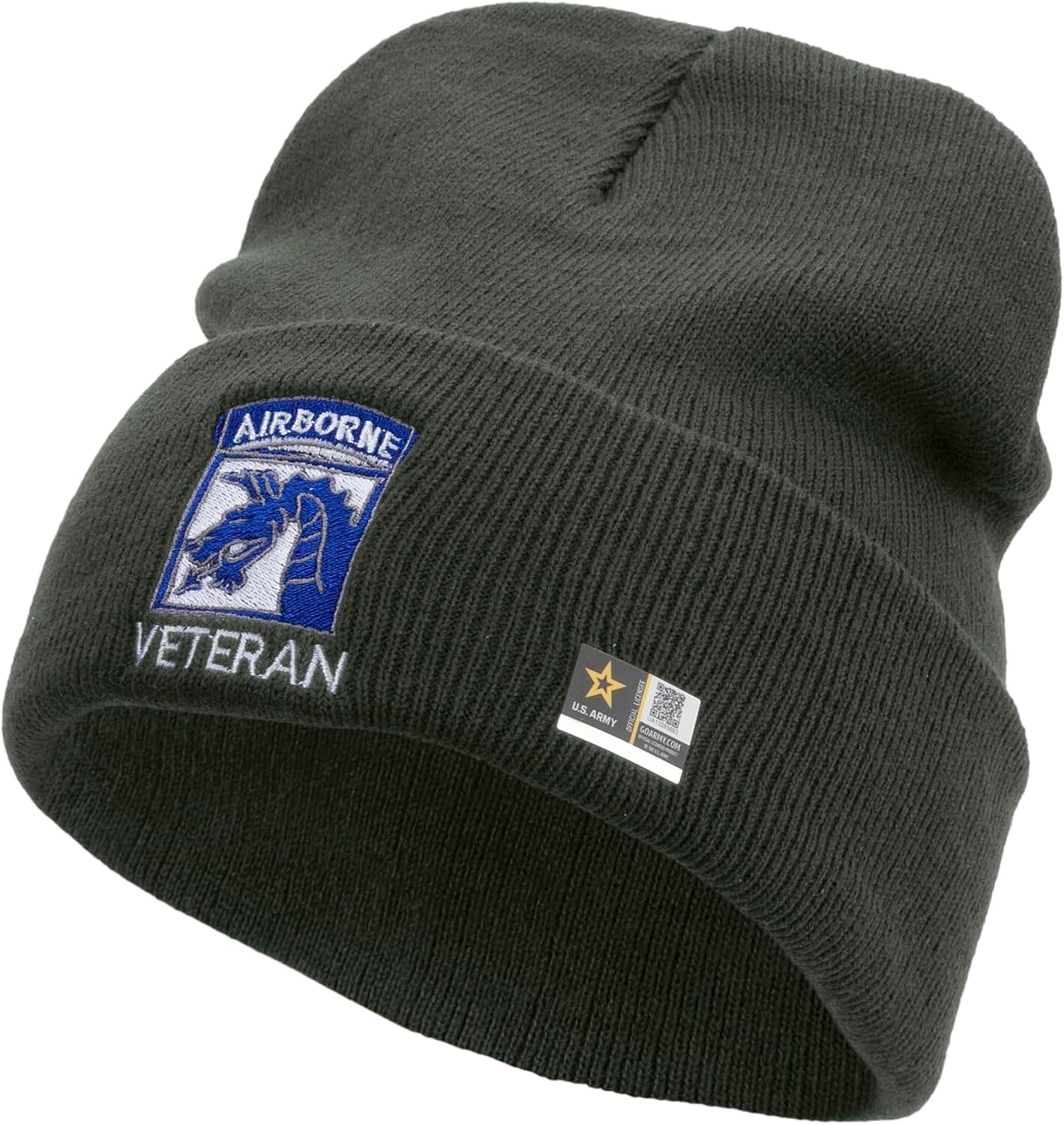 e4Hats.com 18th Airborne Corps Veteran Embroidered 12 Inch Long Knitted Beanie