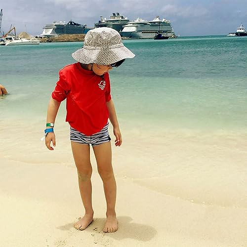 Vista 4 de JAN & JUL Grow-with-Me - Sombrero de sol para niños UPF 50+ de algodón para niños, con ala grande