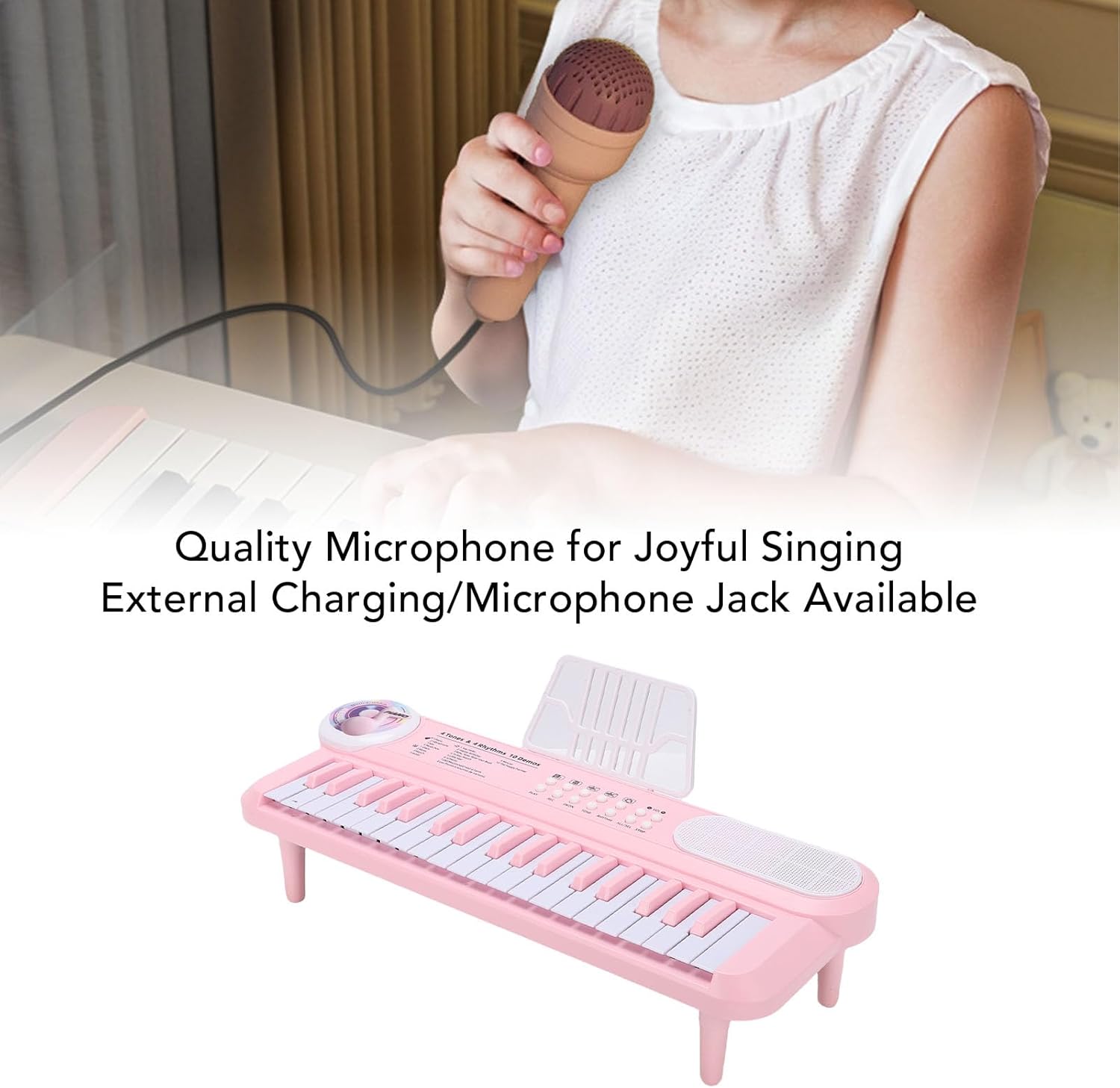 37 Keys Kids Piano, Portable Electronic Keyboard with Microphone and Multiple Sounds for Beginners and Early Learners