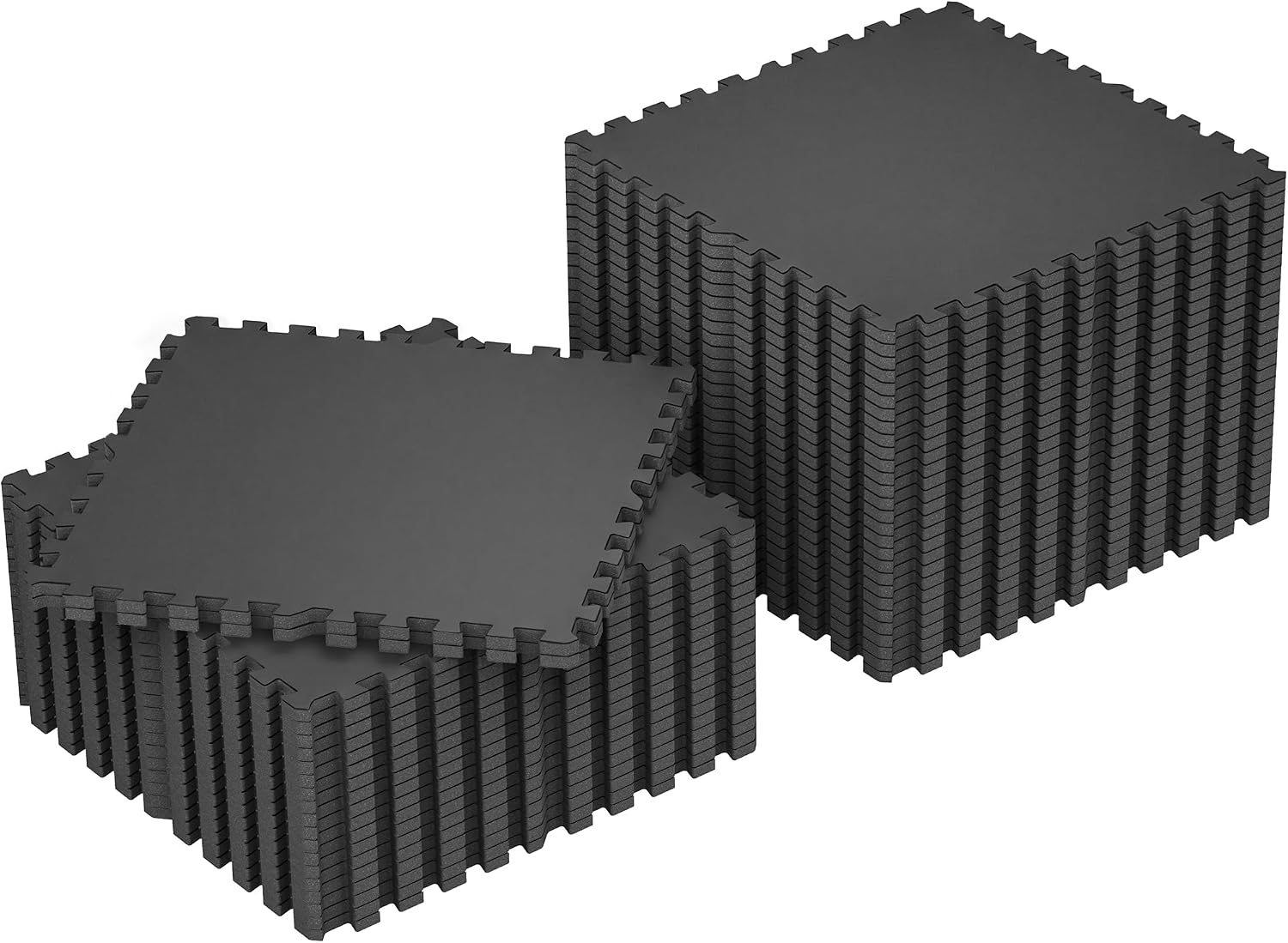  0.79'' Extra-Thick Exercise Equipment Mats, 12 Pcs 48 Sq Ft Rubber Top Floor Tiles with High Density EVA Foam, Interlocking Gym Flooring for Home Gym, Workout Mat, Black/Grey thumbnail