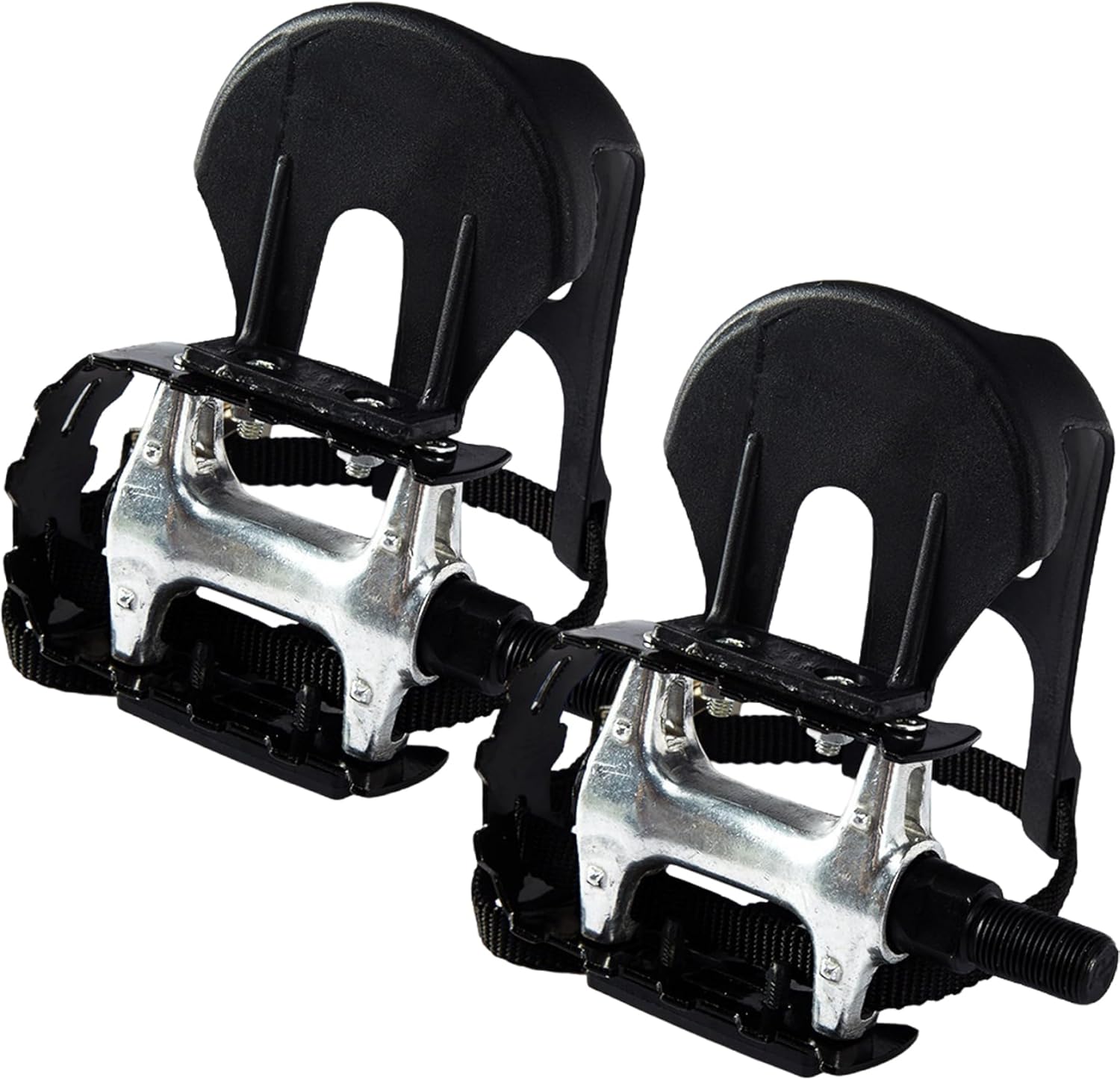 2Pcs Bike Pedals, Anti-Slip Bike Accessories with Clips and Straps, 9/16-Inch for Exercise, Outdoor #