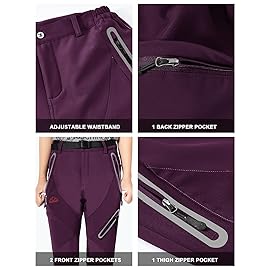 Rdruko Women\'s Hiking Ski Snow Pants Waterproof Insulated Fleece Outdoor Winter Pants(Full Purple, US XL)