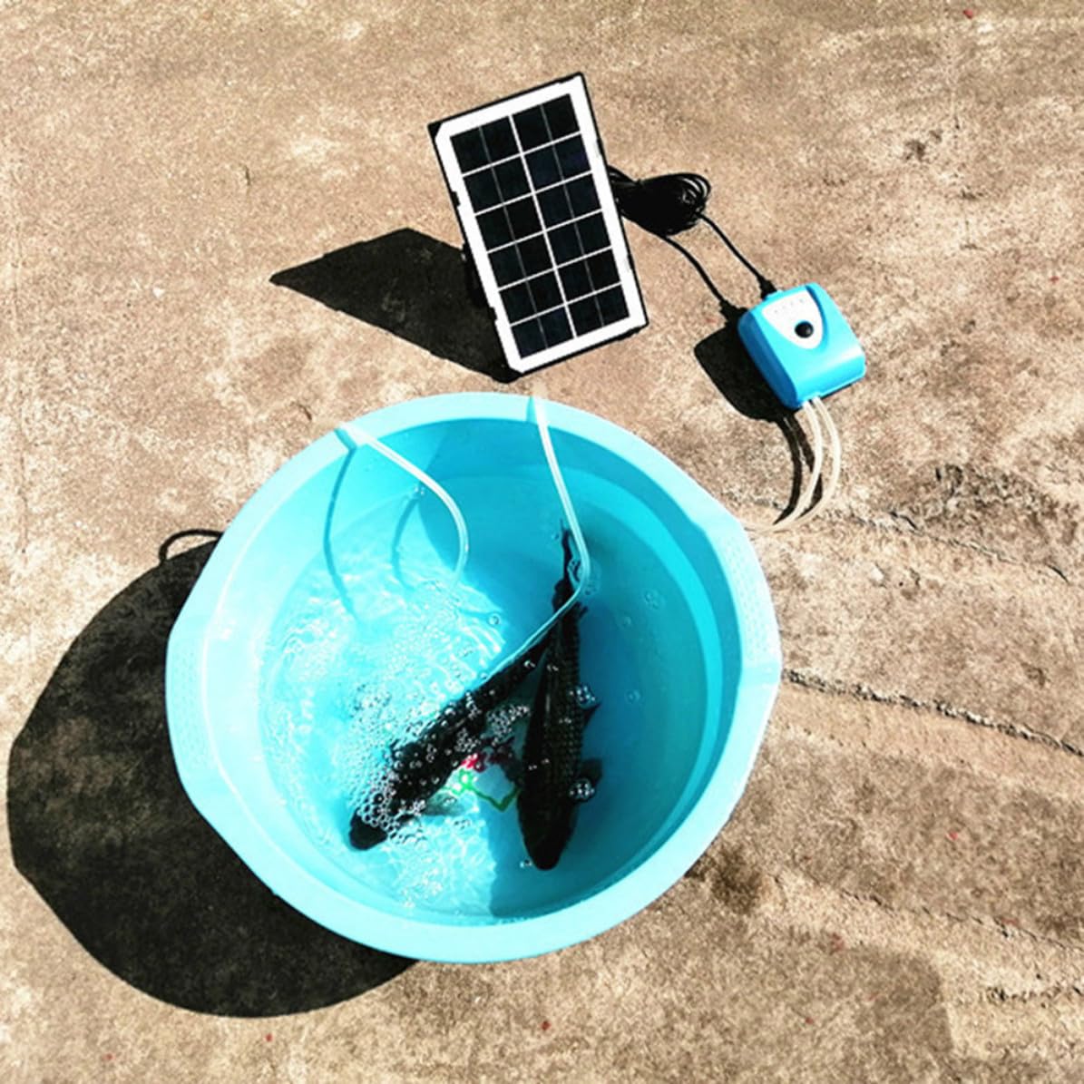 Bomba de Aire para Acuario Solar Doble Orificio y USB Recargable