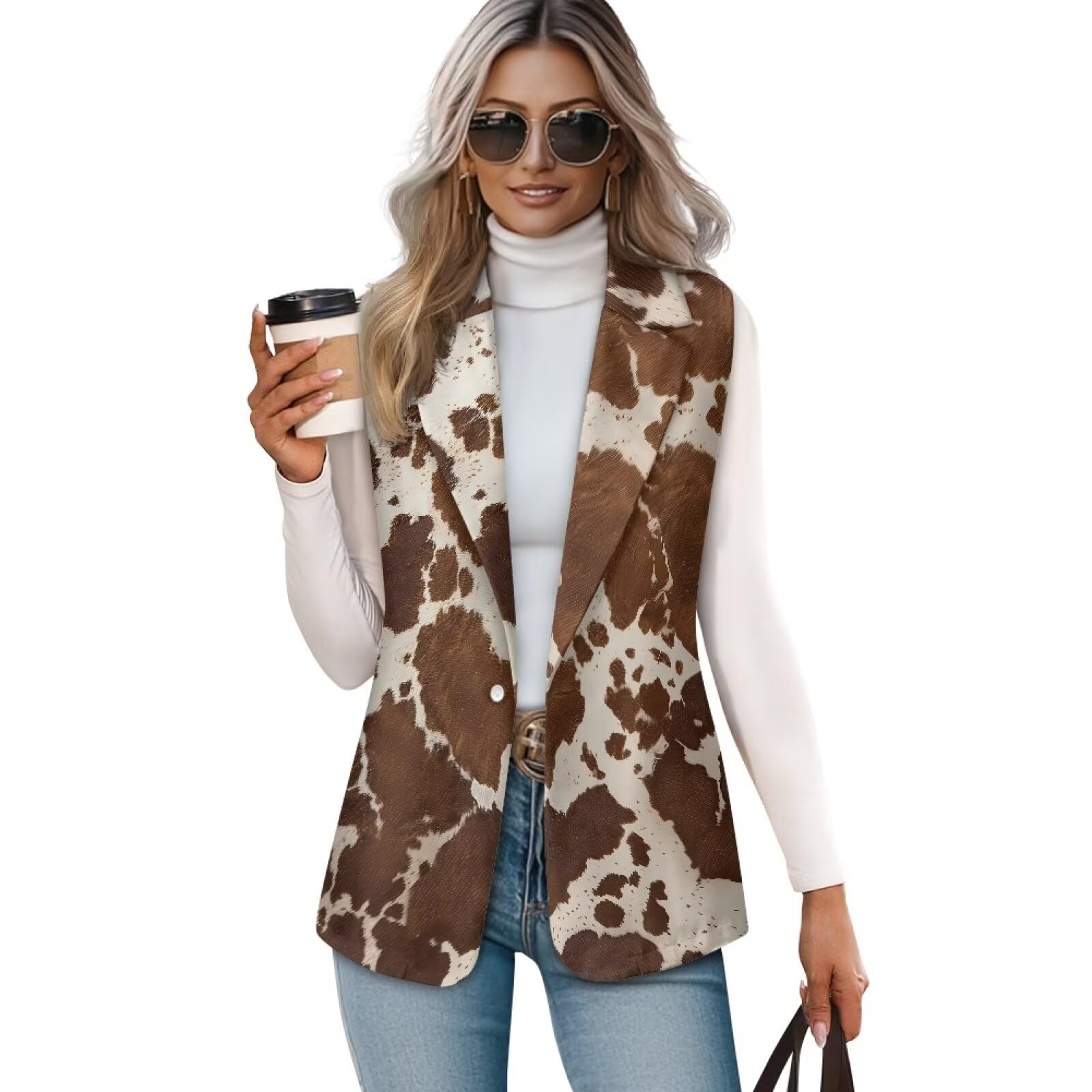 Womens Casual Vest Tank Tops Lightweight 1 Button Lapel V Neck Sleeveless Waistcoat Business Vest Jacket S-5XL