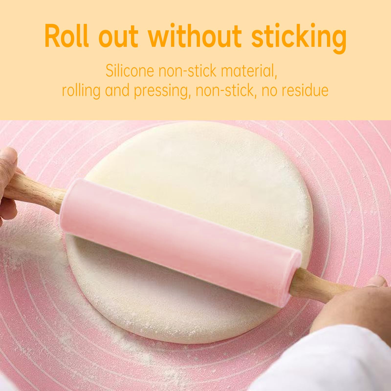 Mattarello Piccolo, Mattarello Silicone con Maniglia in Legno Antiaderente, Mattarello per Bambini, Matterello Come Accessorio da Forno, 22,9cm Rosso