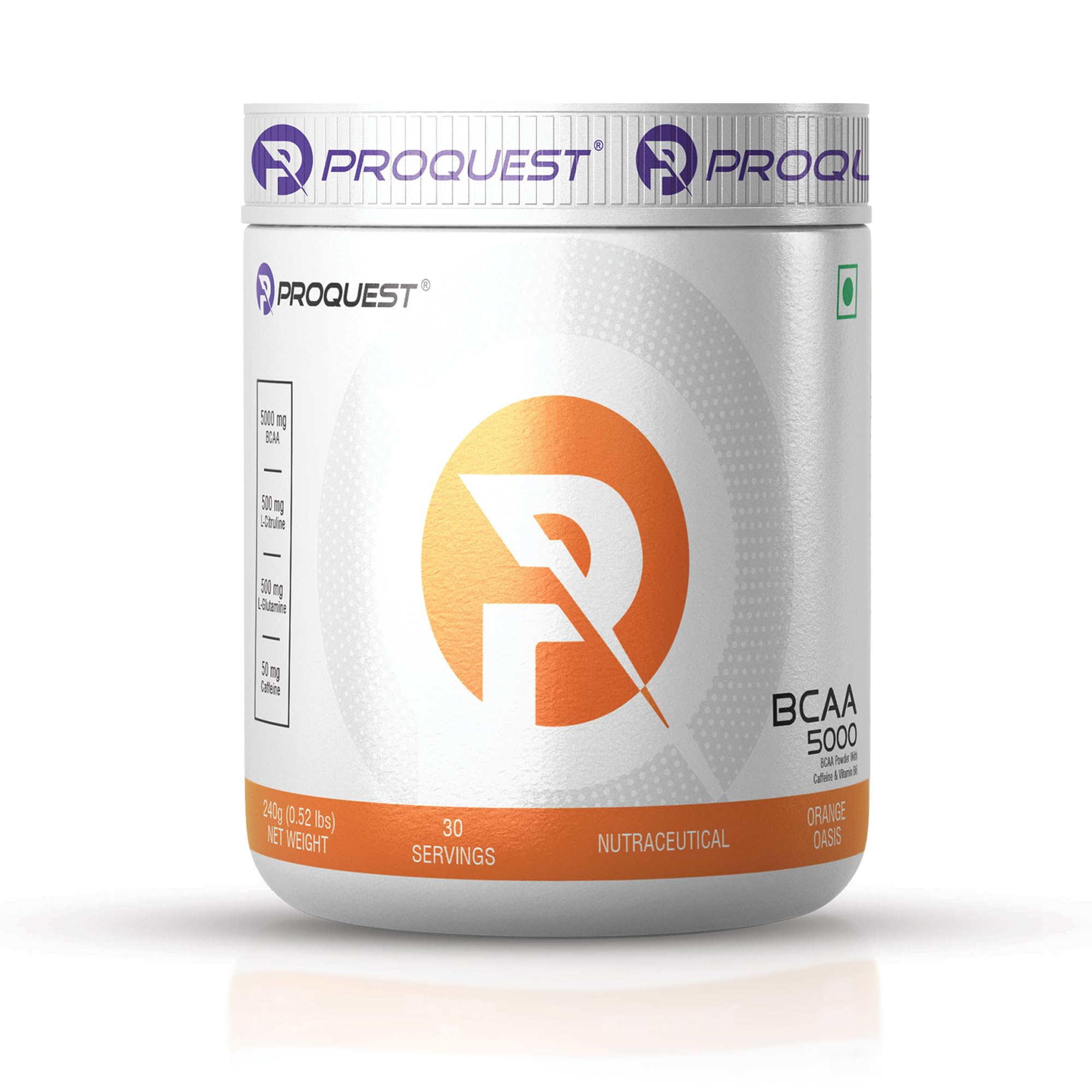 proquest nutrition bcaa 5000, 5g bcaas in 2:1:1 optimal ratio (240g, 30 servings) orange oasis flavor | powerful intra workout supplement for men & women for muscle recovery, hydration & endurance