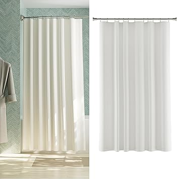 Zenna Home Fabric Shower Curtain Liner, Water Repellent Soft Microfiber Cloth Liner for Showers and Bathtubs, Washable Shower Curtain Fabric with Weighted Hem, 70 x 72 Inch, White