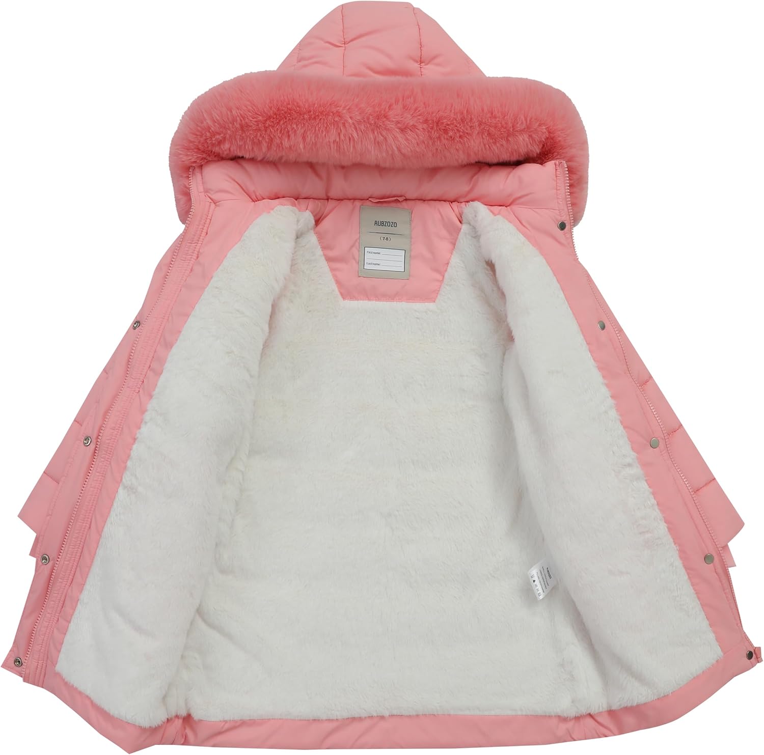 Girls' Down Coat with Removable Hood,Kid's Waterproof Winter Jacket Snow Outwear Parka Fleece Insulated - Image 3