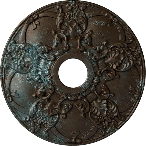 Vista 56 de Ekena Millwork CM18NOPOS Medallón de techo Norwich, 45.72cmOD x 8.97cmID x 1 3/8"P, pintado a mano cobre pulido