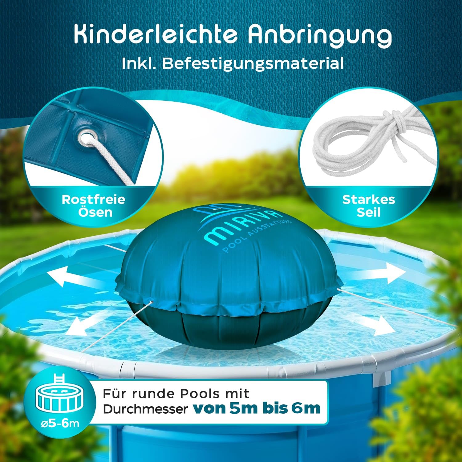 4,5M rundes Poolkissen Winter – Pool Kissen Überwinterung - Poolabdeckung Winter – Pool Luftkissen – Kissen Pool (RUND 4,5M)