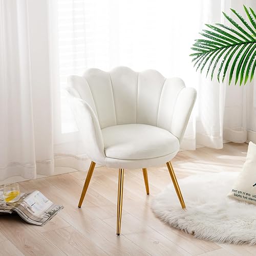 Miniatura 7 de chairus Silla decorativa pequeña para sala de estar, bonita silla de tocador de terciopelo dorado con respaldo para sala de maquillaje, silla