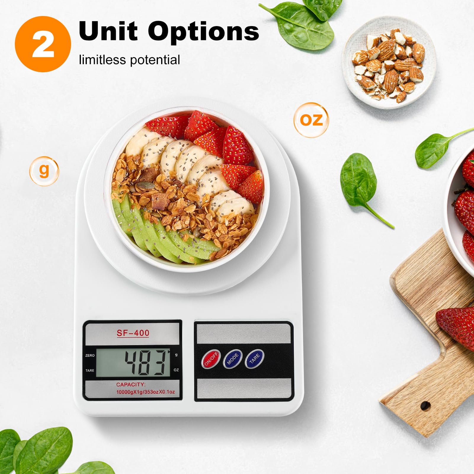 Dijital Mutfak Terazisi 22lb/10kg Kapasite, oz/g Üniteli Paslanmaz Çelik Gıda Ölçeği | Değiştirilebilir USB-C ve Pil Gücü | Yemek Hazırlama, Yemek Pişirme, Pişirme için İdeal
