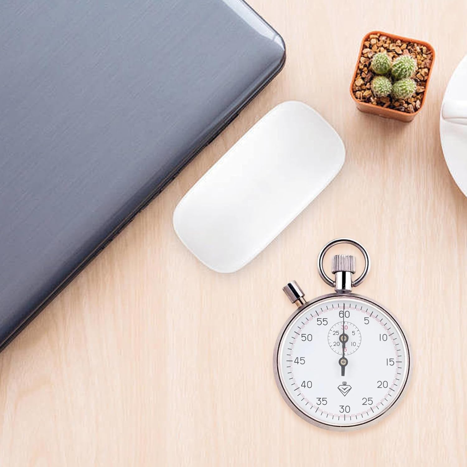 Stop Watch Stainless Steel Mechanical Analog Stopwatch with Pause Handheld Timer for Running, Training & Experiments