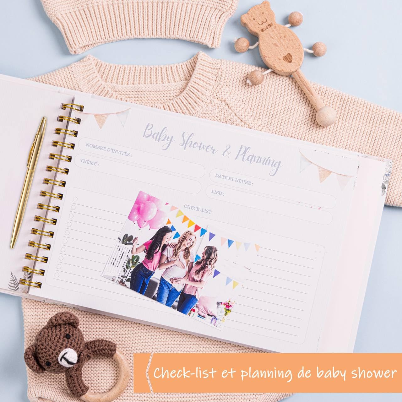 Journal de Grossesse a remplir Kit d'Empreintes Bébé Livre de Grossesse 4 Cartes a Gratter Annonce Les premières Fois de Bébé Checklist Baby Shower Cadeau Future Maman Souvenirs