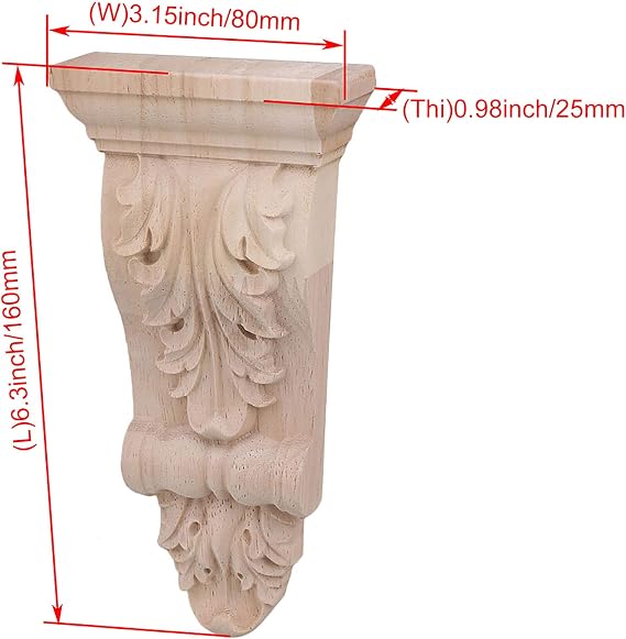RDEXP 16x8x2.8cm European Style Wood Carved Onlay Appliqu Frame for Restaurant Decor Door Corner Cabinet Home Furniture Set of 4
