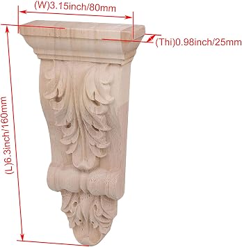 RDEXP 16x8x2.8cm European Style Wood Carved Onlay Appliqu Frame for Restaurant Decor Door Corner Cabinet Home Furniture Set of 4