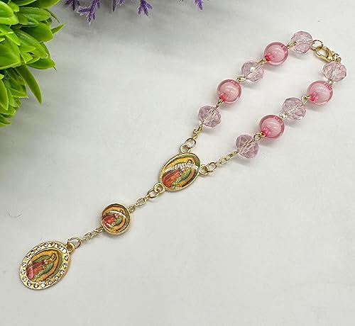 Miniatura 4 de Nuestra Señora Guadalupe Virgen María Centro de mesa Bautismo Recuerdos de Bautizo Rosario Pulsera Recuerdos Fiesta de Recuerdos - 12 Piezas