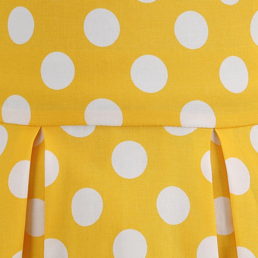Kids Notch Lapel 50s Dress for Girls Vintage Retro 1950s Polka Dot Dress for Girls 50's Audrey Hepburn Rockabilly Swing Dress