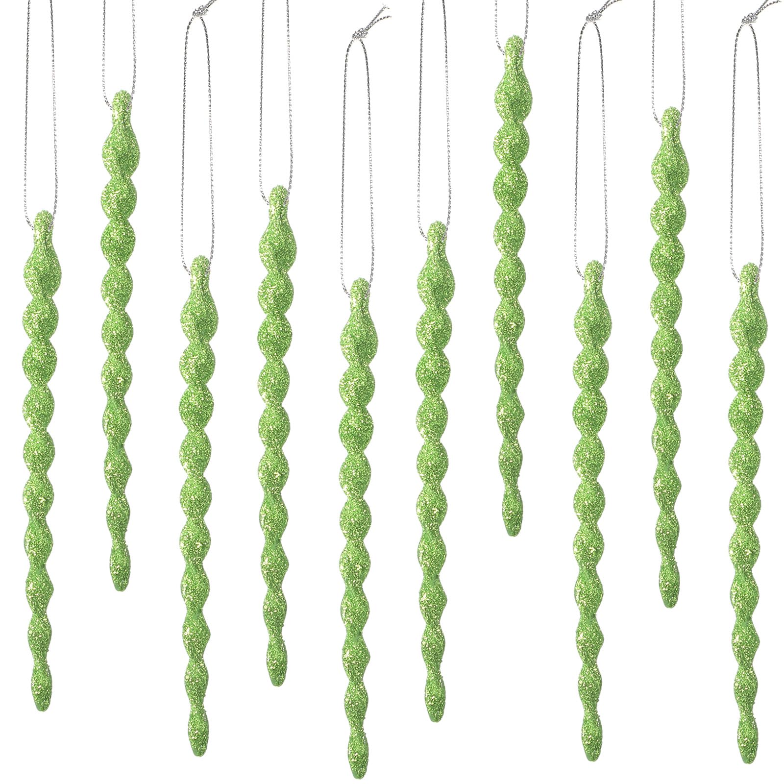 30 Pieces Plastic Icicle Twisted Plastic Icicle Christmas Ornaments Icicle Decoration Christmas Tree and Holiday Xmas Party Wedding Hanging (Light Green,7.8 Inch)