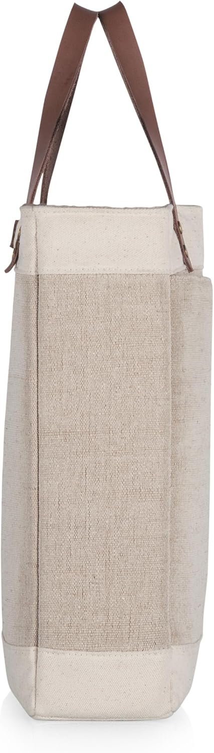 PICNIC TIME NHL Utah Hockey Club Pinot Jute 2 Bottle Insulated Wine Bag, Wine Tote Bag, Wine Gift Bag, (Beige)