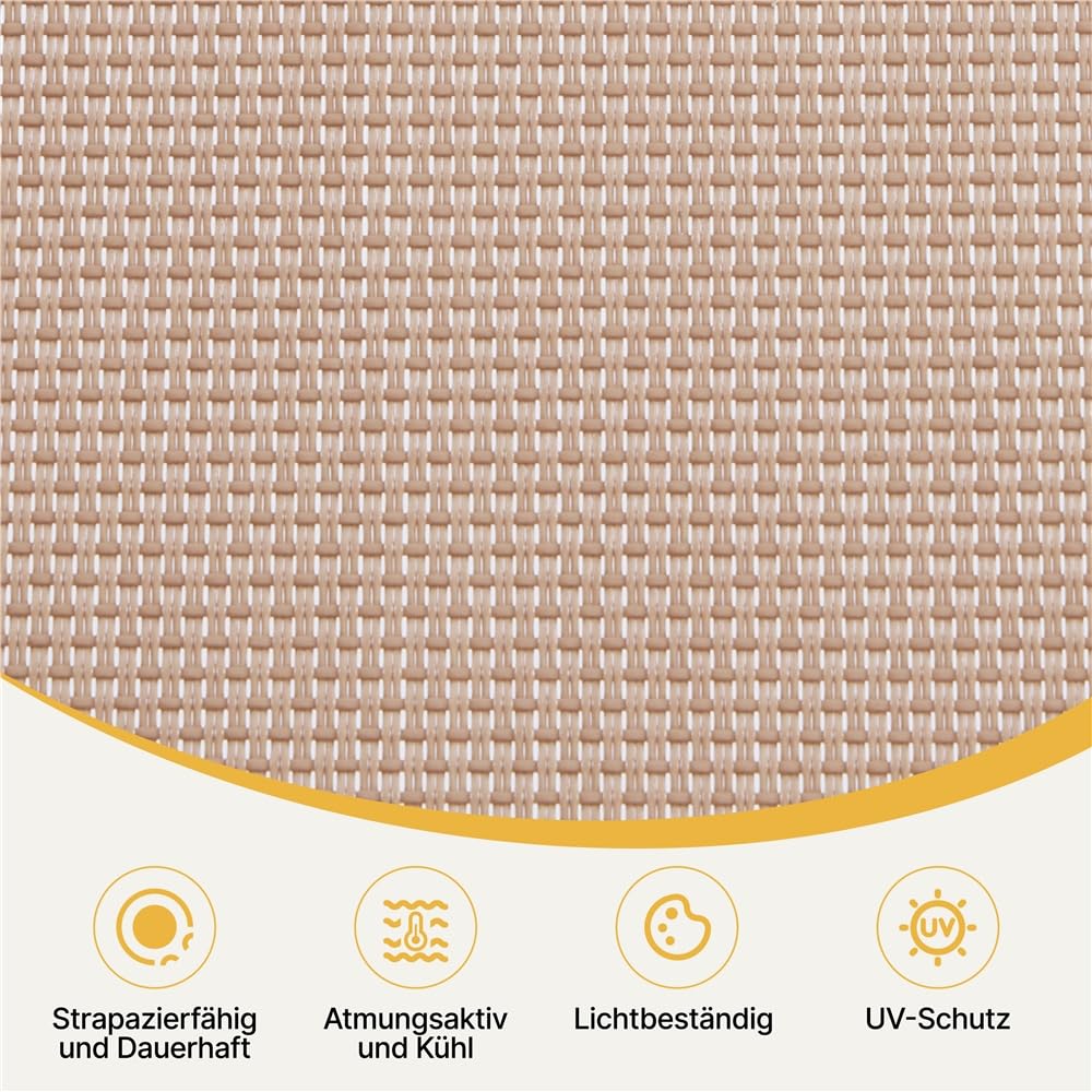 Yaheetech Sonnenliege Klappbar mit 5-Fach Verstellbarer Rückenlehne, Beige | 189x57x38cm, Stabil & Tragbar Strandliege Gartenliege Campingbett mit Kissen & Seitentasche bis 120kg für Outdoor