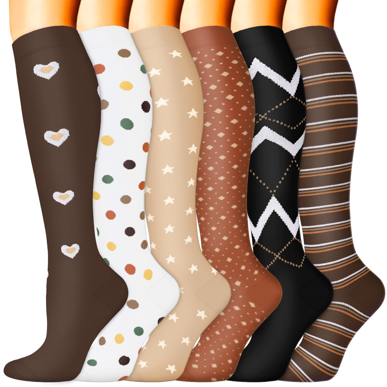 Sooverki Compression Socks for Women &amp; Men 6 Pairs is Best Supportive Knee High Stockings for Circulation, Travel, Nurses