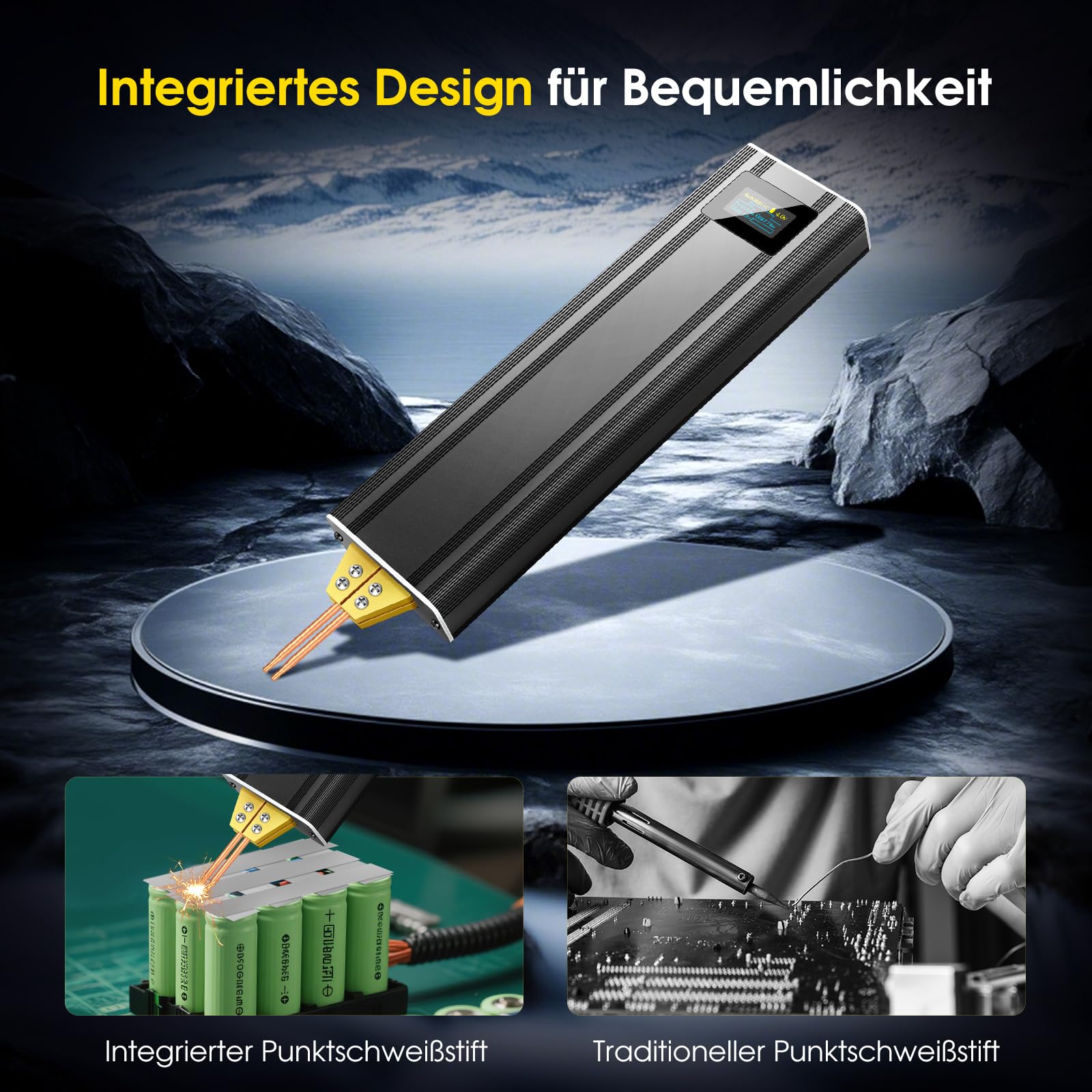 Akku-Punktschweißgerät mit 5.0Ah Akku: Upgraded Handheld Mini Portable Spot Welder für 18650 Batterie, Schweißen von Nickel Bleche 0,1-0,2mm, Eisen, Edelstahl Bleche, 80 Gang, Auto und Manuellen Modus