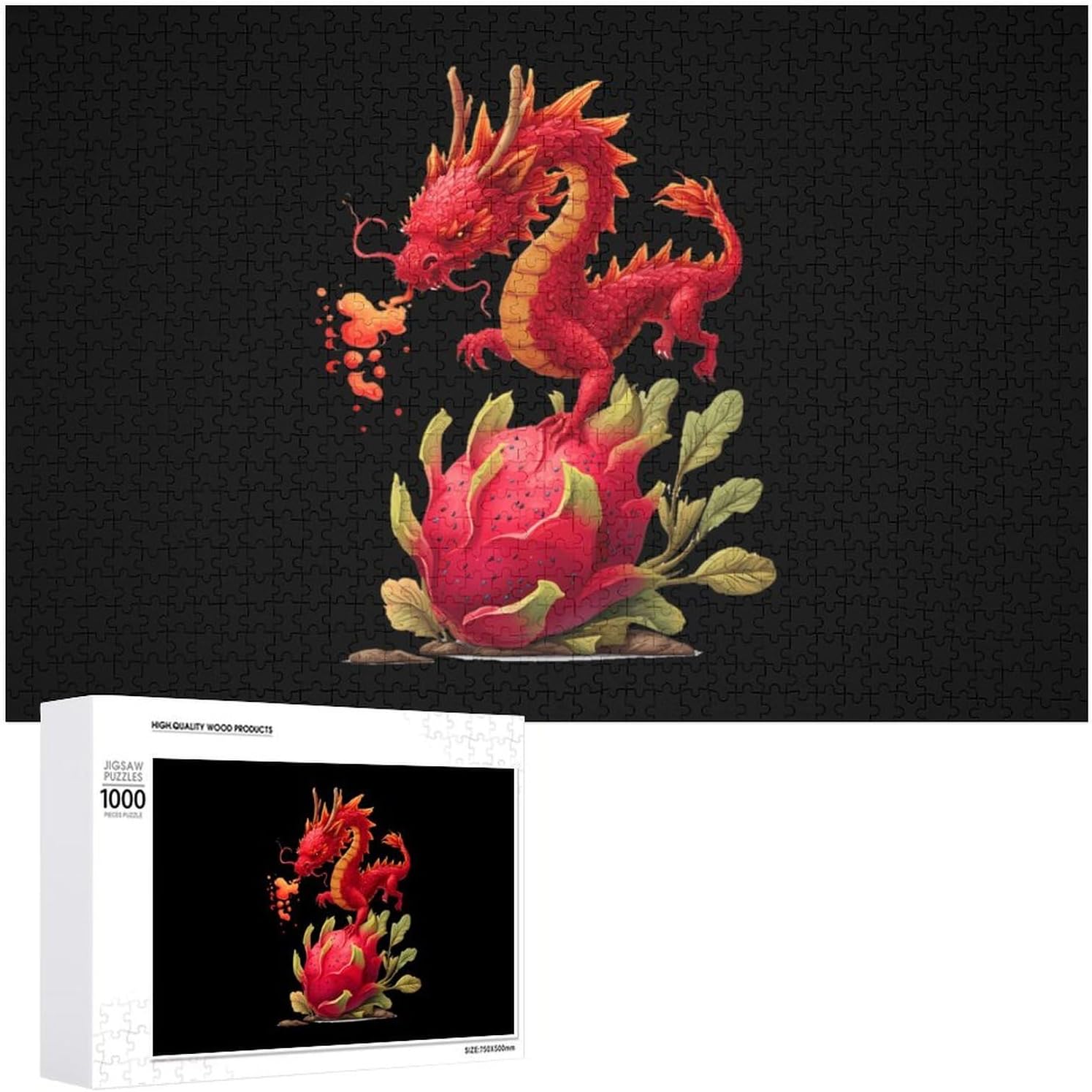 Dragon Fruit Love Puzzles for Adults 1000 PCS Wooden Jigsaw Puzzle Wall Decor Christmas