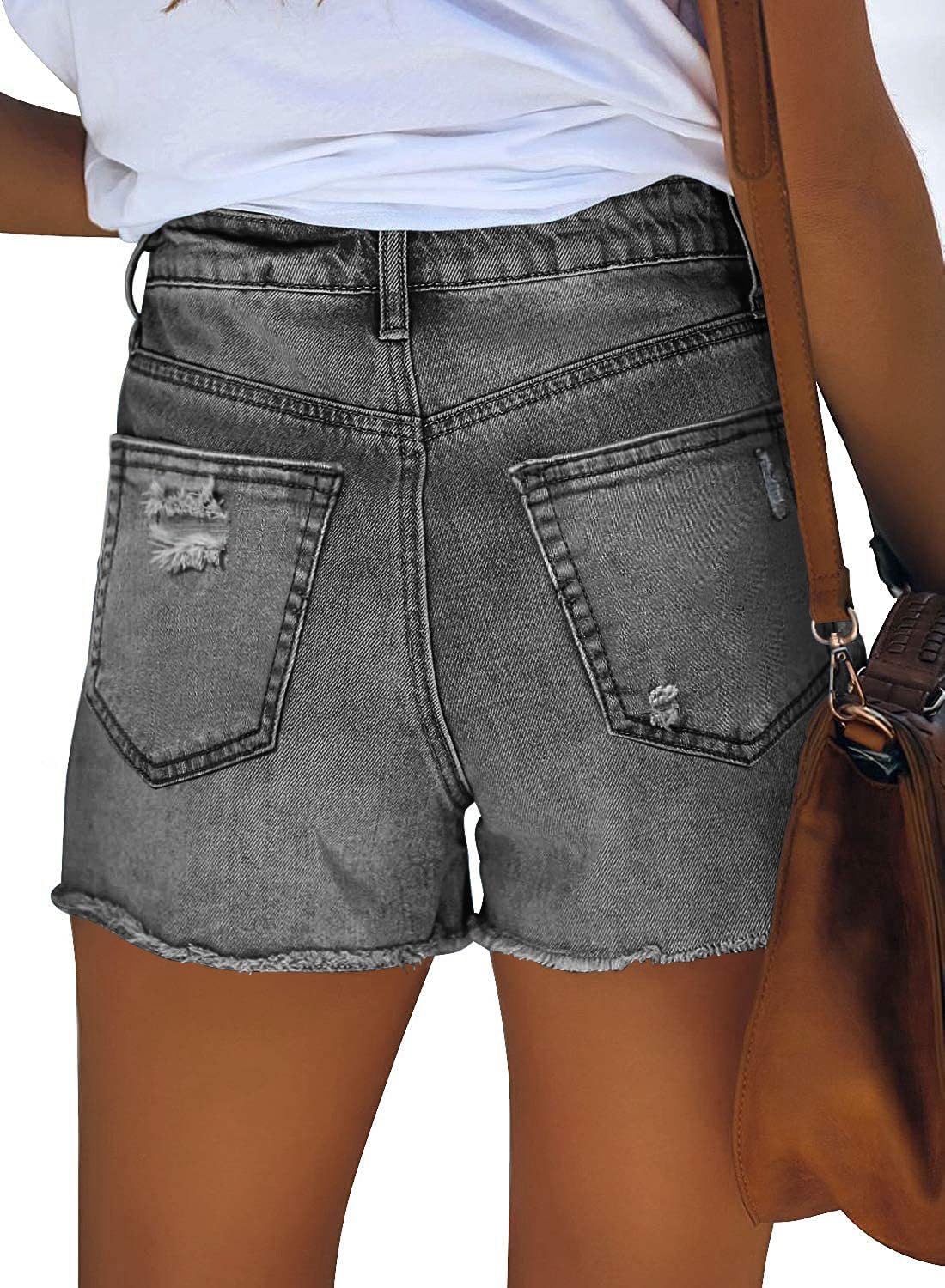 Angerella Women's Denim Shorts Mid Rise Ripped Jean Short - Image 3
