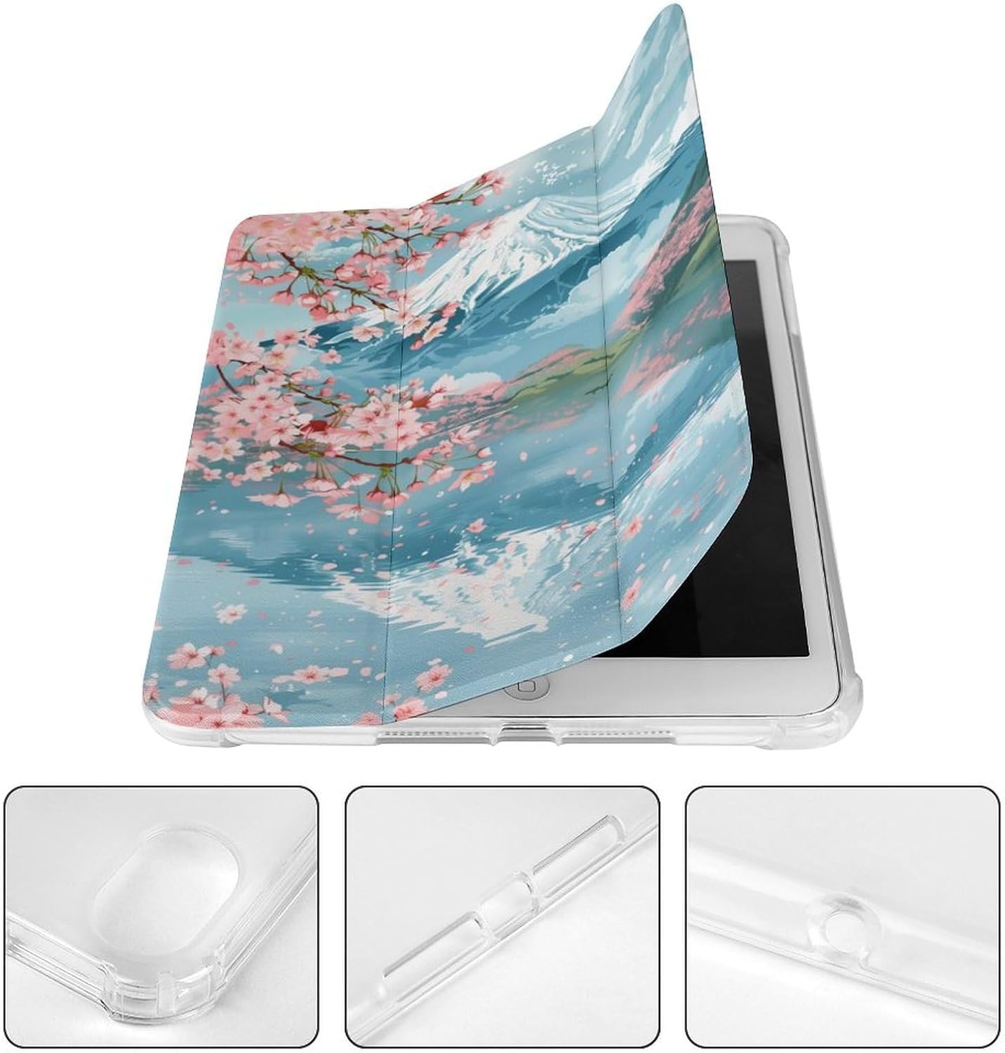 Mount Fuji Cherry Blossom Lake Case for iPad mini 4/5(7.9in) iPad mini 6 with Pencil Holder