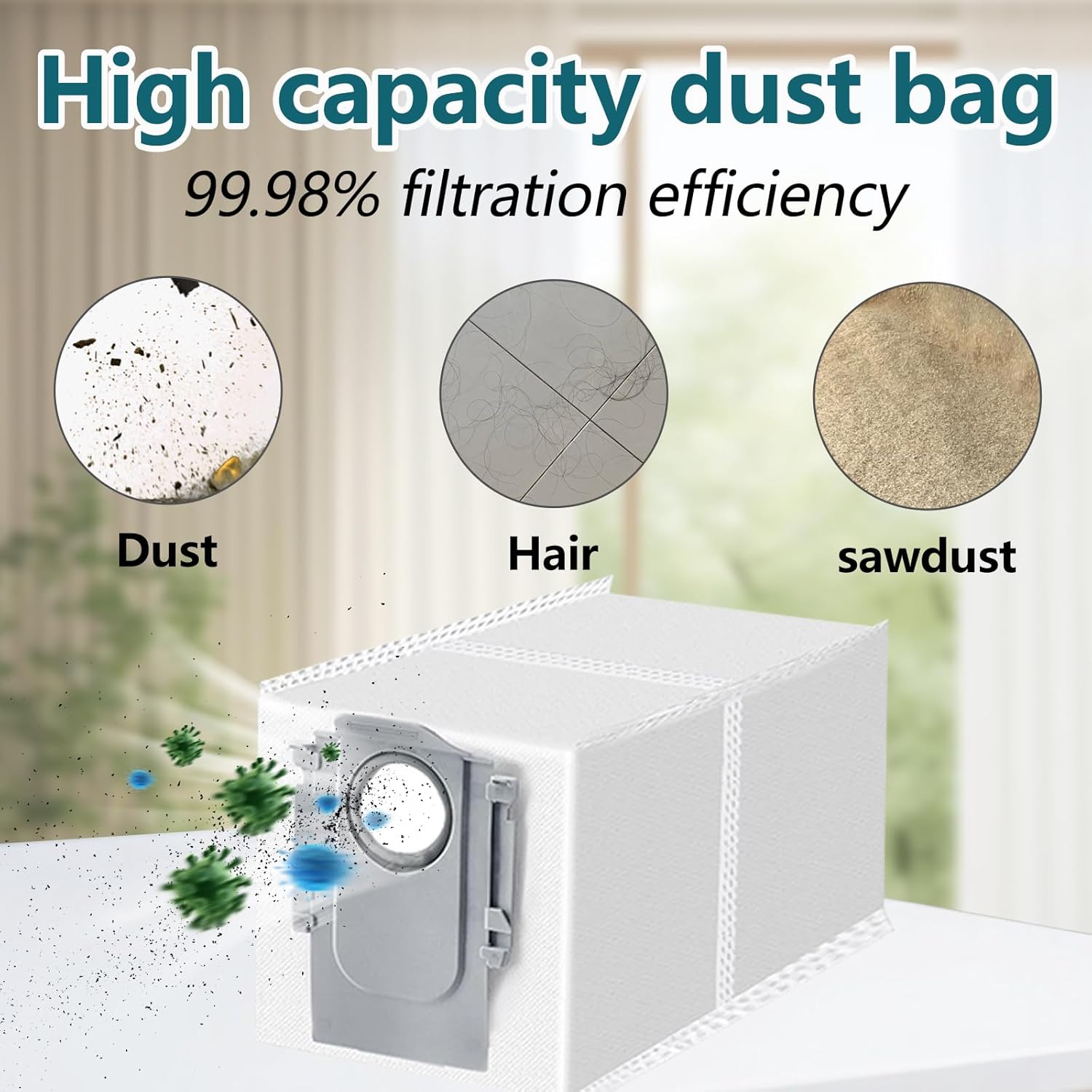 Replacement Kit for Roborock Saros 10R Robot Vacuum Cleaner, 1 Dual Main Brush, 4 HEPA Filters, 4 Mop Pads, 6 Side Brushes, 6 Dust Bag, 23 Pcs Saros 10R Accessories