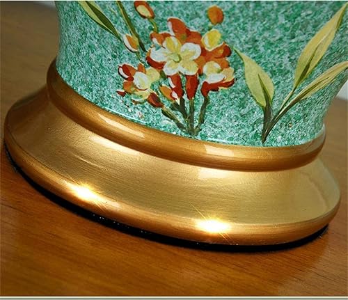 Miniatura 2 de JITEM Lámpara de Mesa Lámpara de mesa grande de cerámica oriental, 20.5 in de alto, E27, lámpara de mesita de noche, pantalla de tela, interruptor
