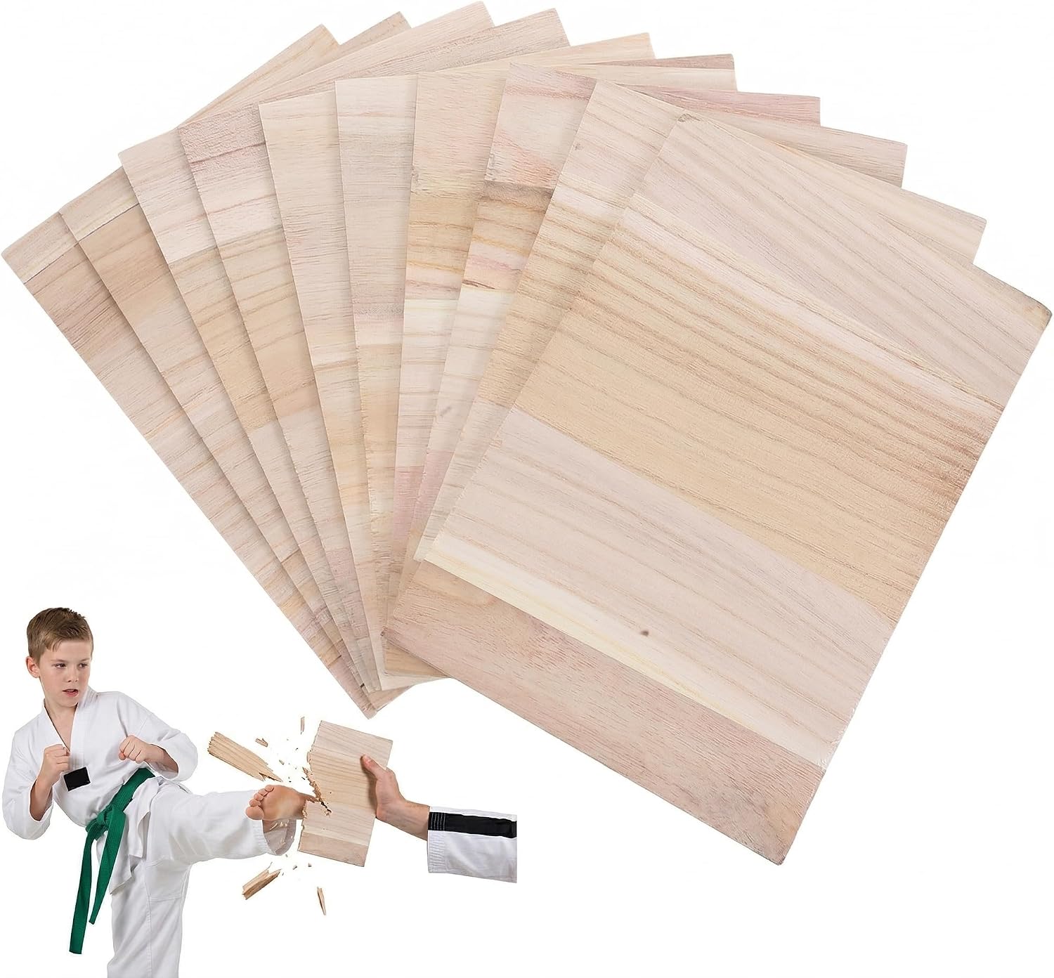 Veemoon Taekwondo Breaking Boards 10 Pack Professional Breaking Planks for Karate and Martial Arts Training Wooden Target Boards for Kids Performance Practice 11.53 X 7.99 X 0.23 in