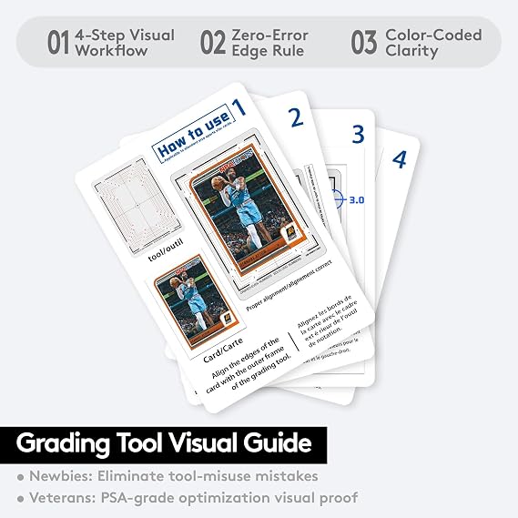 BDJBXK Card Centering Grading Tool, Sports Cards Grading Kit, Includes Two Sets of Sports Trading Cards Measuring Tools (with Instructions)