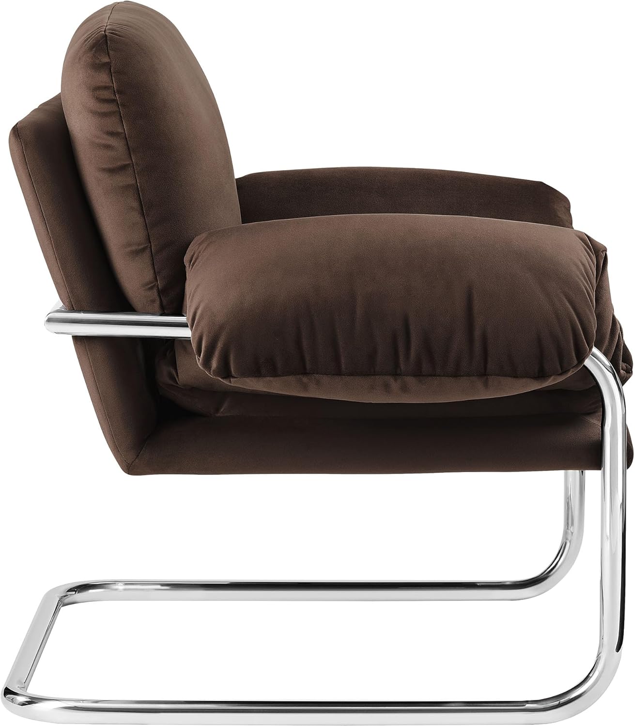 Modway Ansel Performance Velvet Accent Chair in Chocolate Brown - Stain-Resistant Velvet Lounge Chair for Living Room, Bedroom - Corner Reading Chair with Arms and Removable Cushions