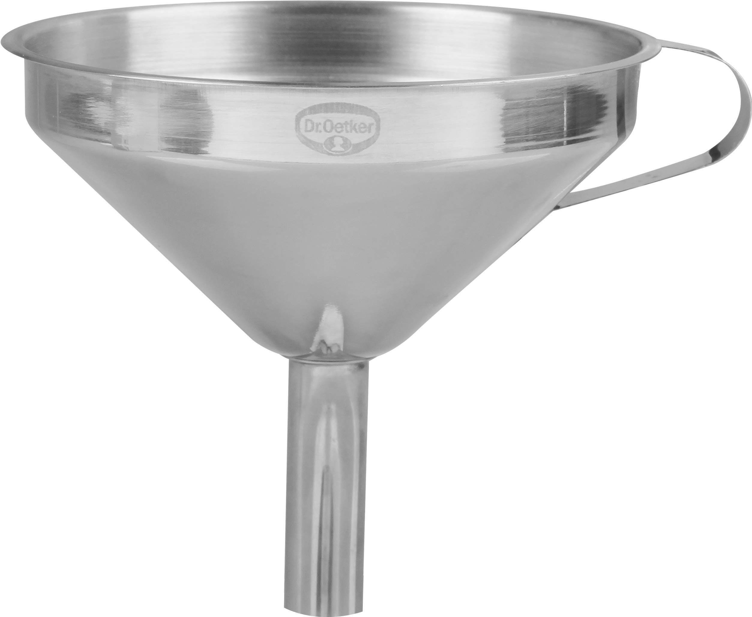 Dr. Oetker Passiergerät mit Trichter, Passiermühle und Einfülltrichter aus Edelstahl, Passiermaschine mit 3 Lochscheiben, Einmachtrichter mit Siebeinsatz (Farbe: Silber), Menge: 1 x 2er Set
