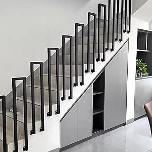 Hand Rails For Indoor Stairs, Matte Black U Shaped Handrails With Cover