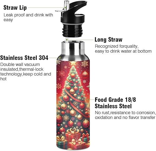 Miniatura 3 de Christmas Trees Stainless Steel Vacuum Insulated Water Bottle 20 Oz, BPA-Free Sports Water Bottle Leakproof Water Bottles