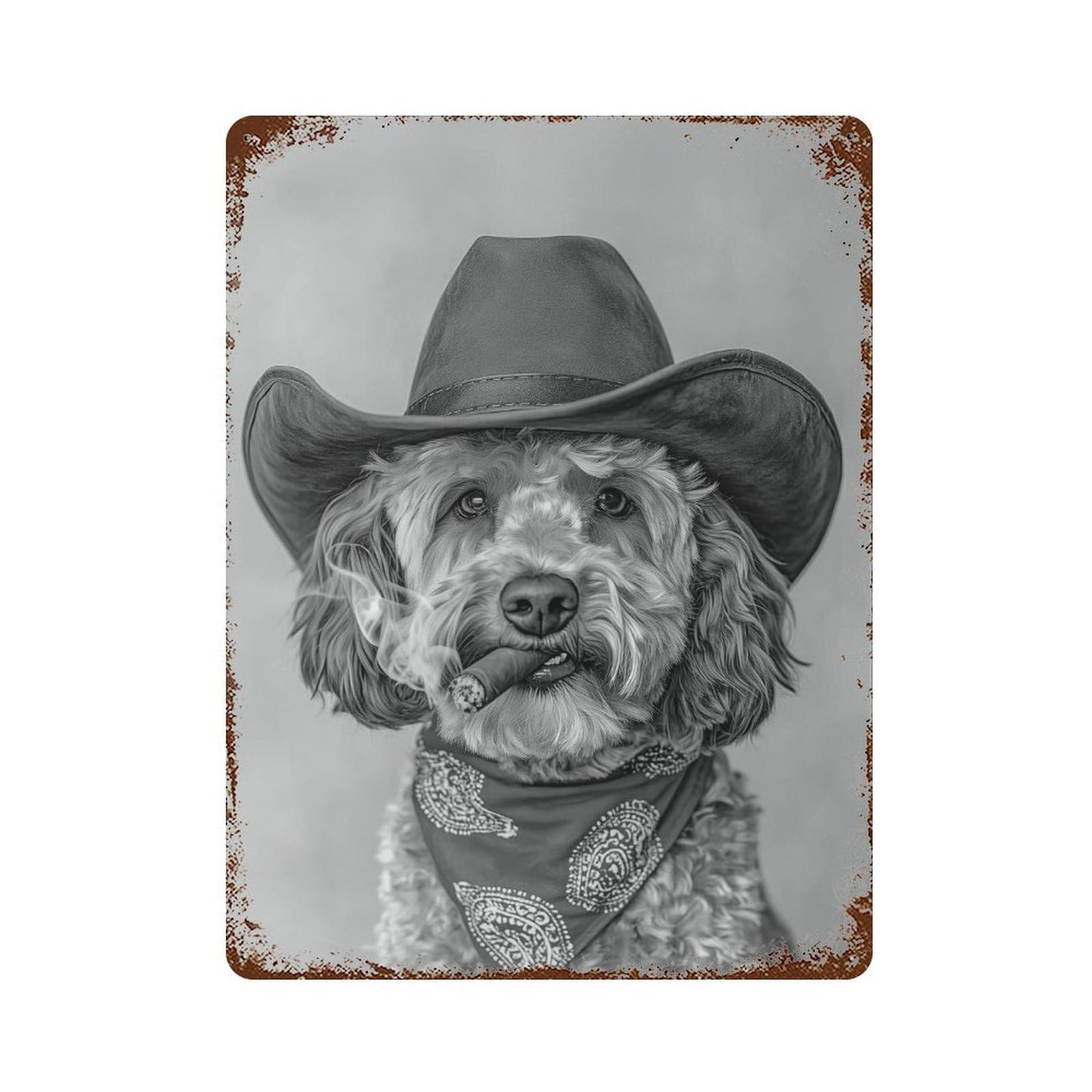 xiaoxiaoshen Cockapoo Cowboy Print Wall Decor Art Metal Tin Poster Modern Home Decor Art Home Bar Shop Decorations Vintage Sign 40x30cm