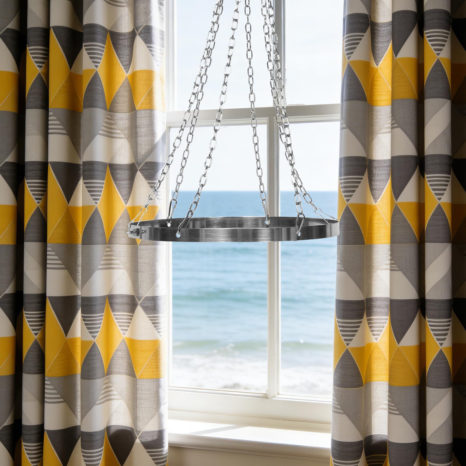 GLEAVI Anneau de Suspension 30 cm en Acier Inoxydable pour Rideaux de Plafond, Support pour Voilage, Installation Ferme pour lieux de Mariage et Chambres à Coucher