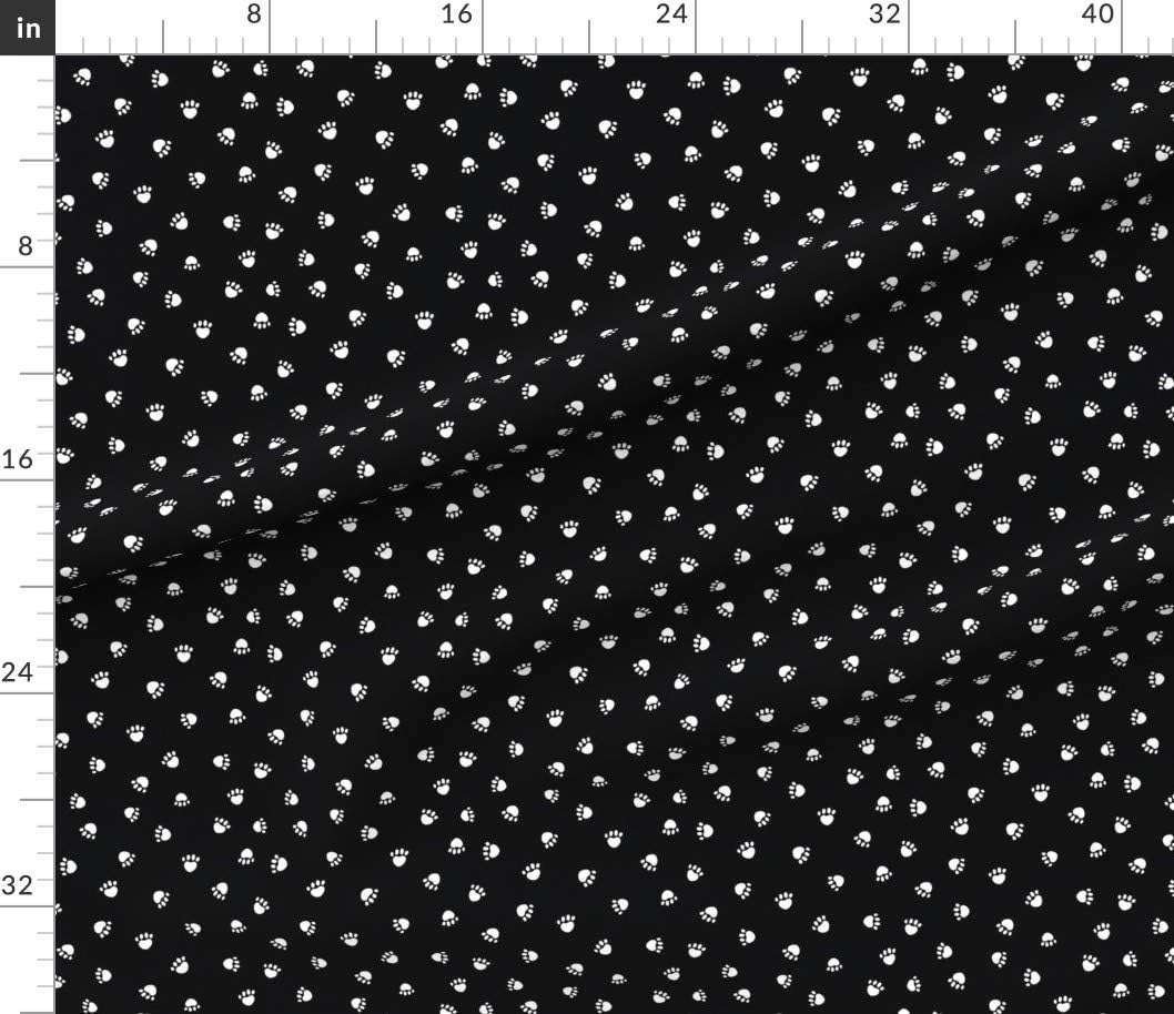 Spoonflower Fabric - Black White Paw Print Pet Dogs Cat Paws Pets Portrait Printed on Petal Signature Cotton Fabric by The Yard - Sewing Quilting Apparel Crafts Decor