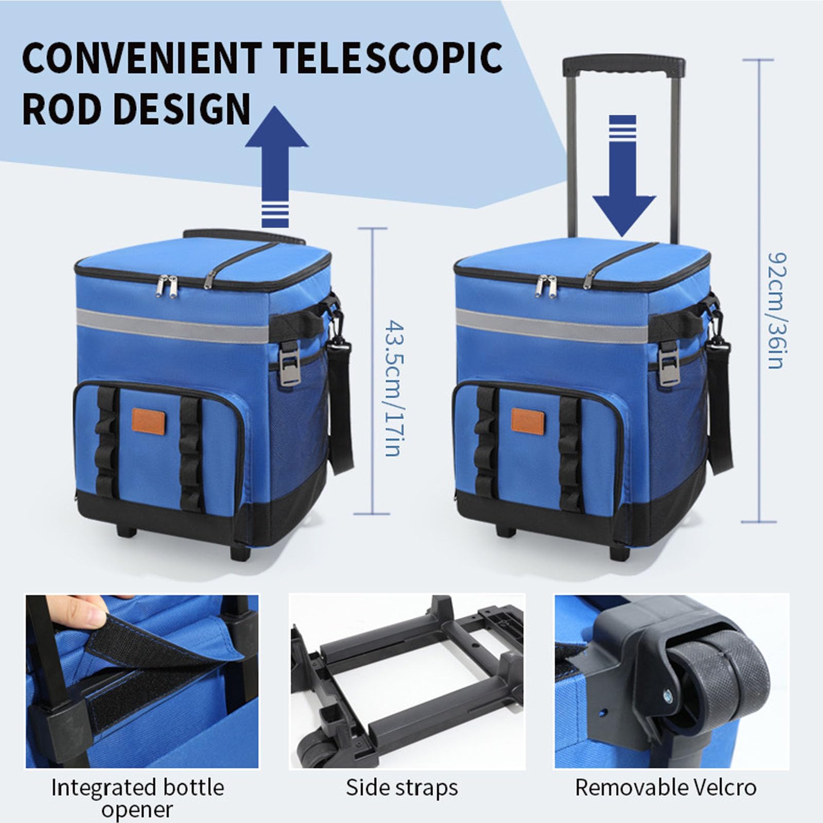 Bolsa Térmica Grande con Ruedas Y Asa Retráctil, Aislante Suave Y Térmica, A Prueba De Fugas, Ideal para Viajes, Barbacoas, Picnics En Coche Y Pesca (Capacidad De 35 L).,Grey
