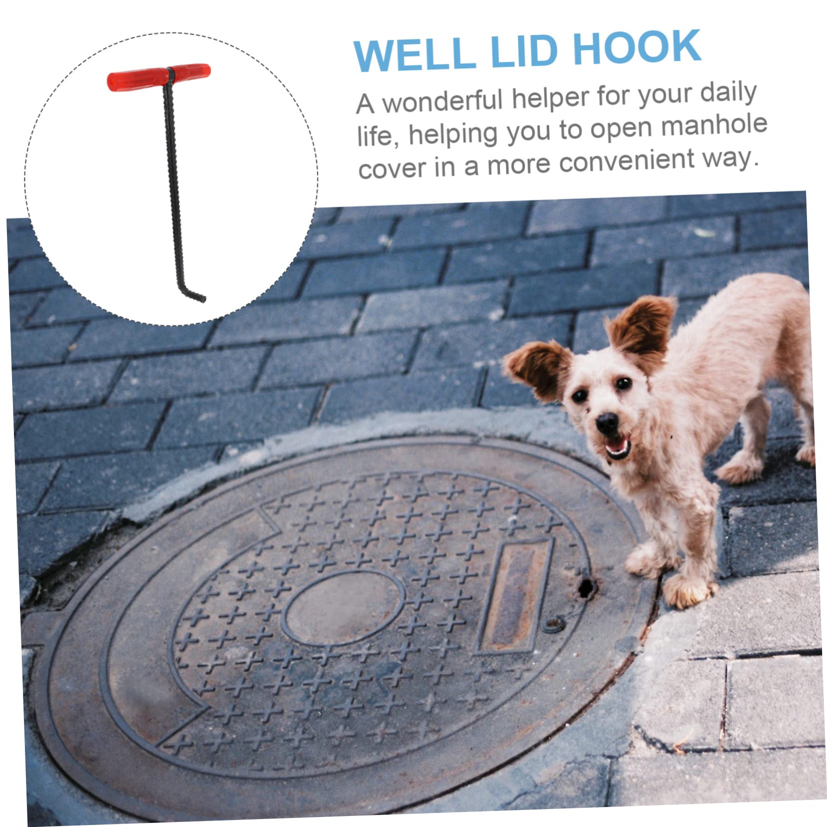 FUNOMOCYA Manhole Cover Lifter Tool Metal Hook for Manhole Cover Roll up Door Hook Drain