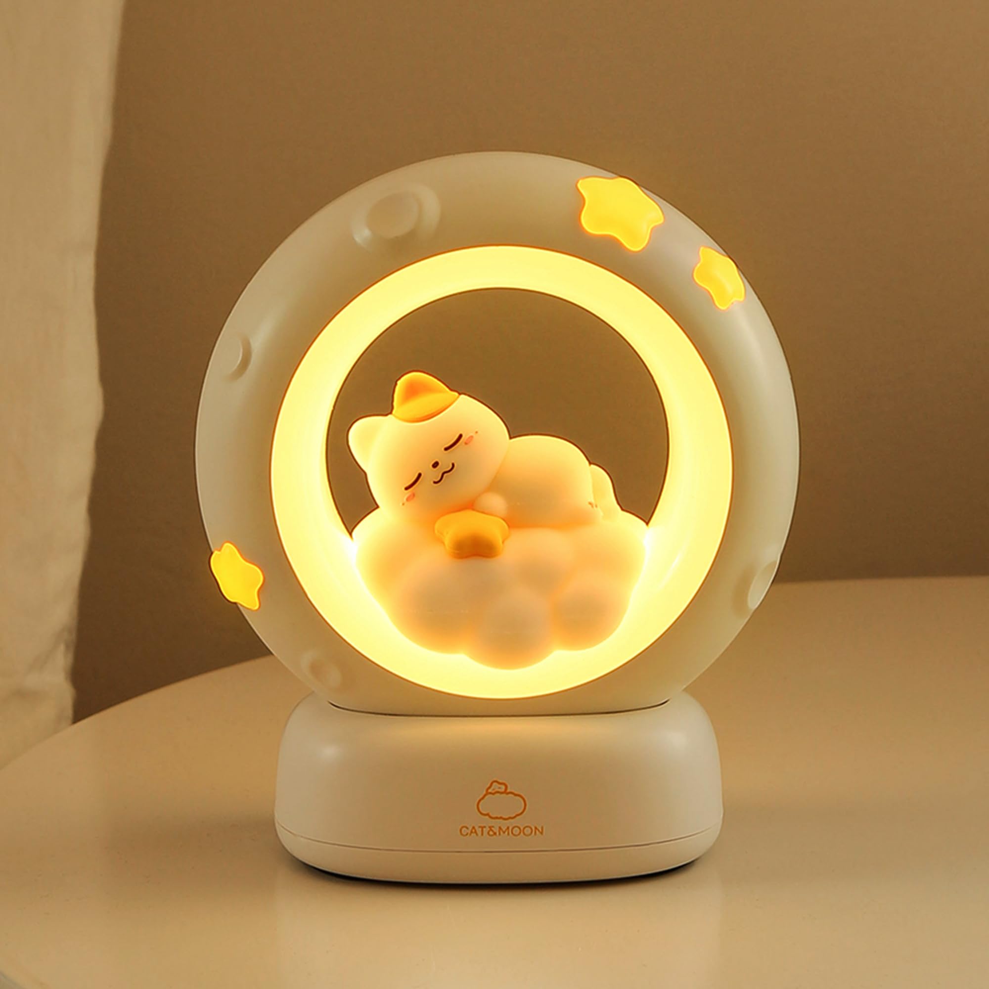 Wetry Night Light Kids Bedside Lamp Rechargeable Children Nightlight Cat, Touch Dimmable, Battery Operated, for Desk Bedroom Baby Nursery — image 1
