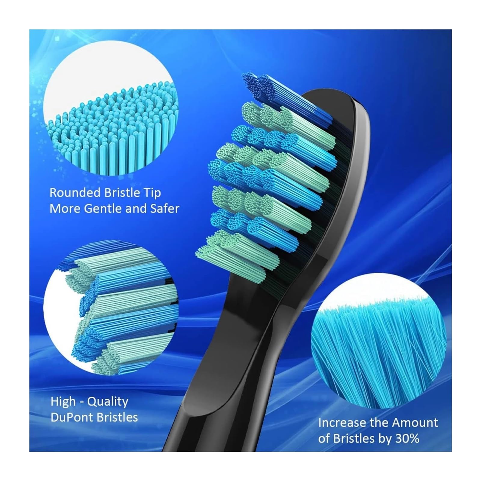 Cabezales de cepillo dental, compatible con Seago, FW507 FW508 FWD1 | 4/8/12/16 pcs, plástico, nylon, adultos, D3 D7 D8 FW515 FW551 FW917 FW959 FW2011 SG-E9(6White 6Black)