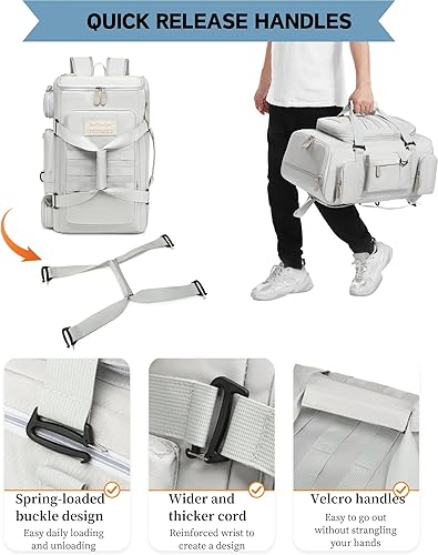 Miniatura 6 de Bolsas de viaje grandes para hombres y mujeres, bolsa de gimnasio deportiva de 50 litros con bolsillo húmedo, bolsa de viaje impermeable, mochila de